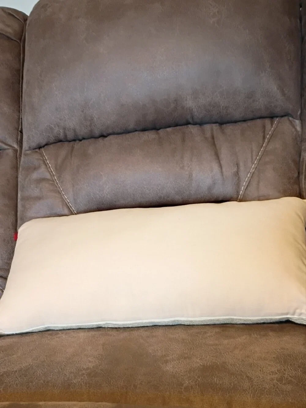 Festive Red Reindeer Lumbar Pillow on Cream